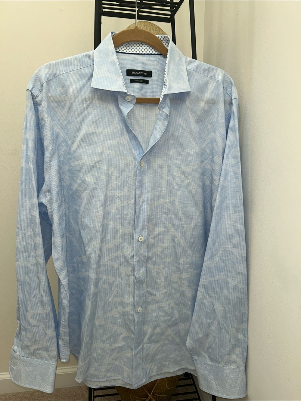 Hard to find floral Bugatchi Pale Blue Abstract Pattern Men's Dress Shirt - Picture 2 of 8